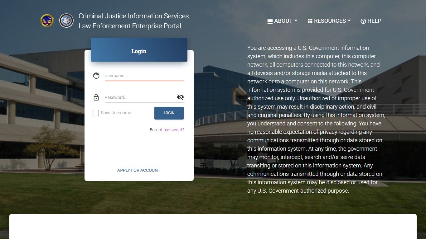 Criminal Justice Information Services - Login - CJIS